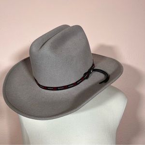 Vintage Gray Cowboy Hat with Black and Red Band